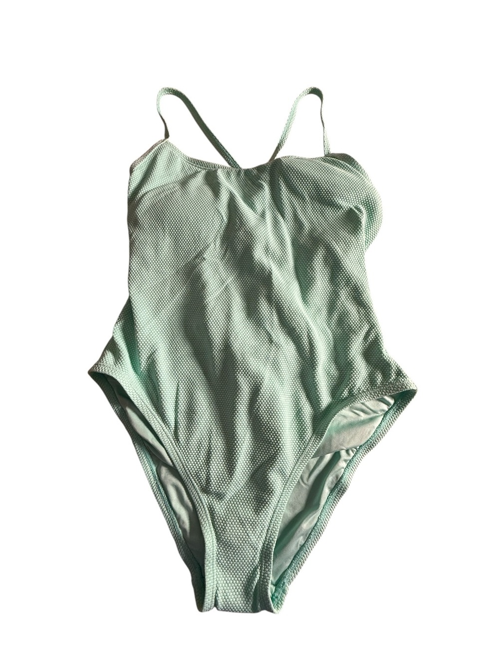 Mint Textured One-Piece Swimsuit with Slim Straps